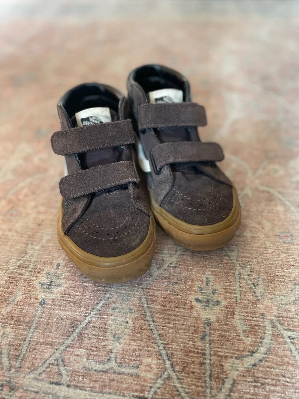 Vans Kids Brown Suede & Black Mid-Top Sneakers with Cream Stripe